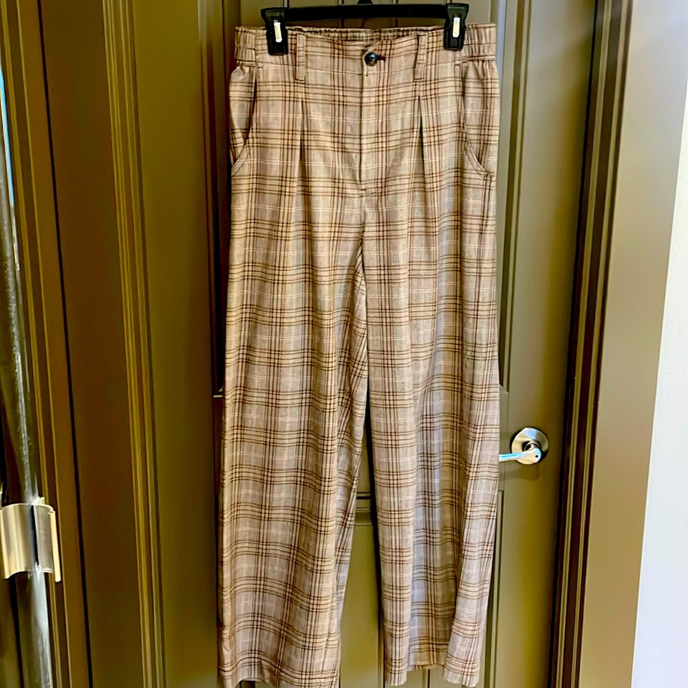 Madewell Wide Leg Plaid Trouser Pants Size 4